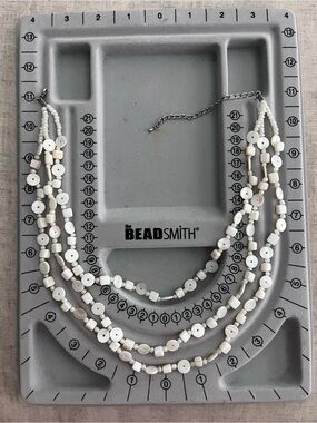 Multi-Strand White Faux Mother-of-Pearl Bead Necklace - Elegant Layered Jewelry